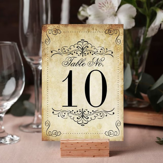 Ornate Flourish Vintage Wedding Table Number Cards (Creator Uploaded)