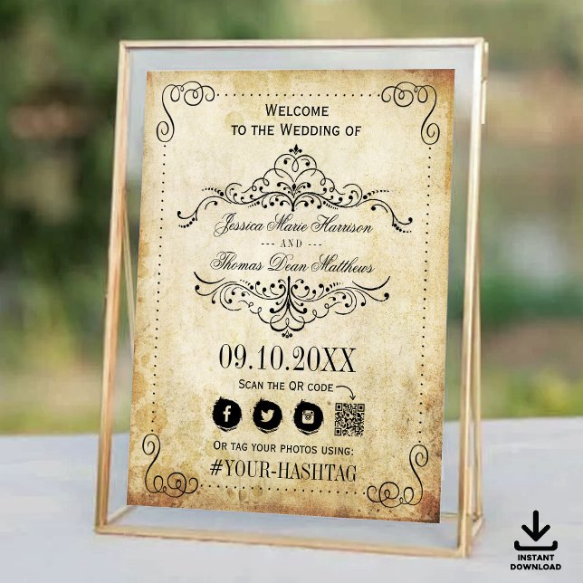 Ornate Flourish Vintage Wedding Welcome Poster (Creator Uploaded)