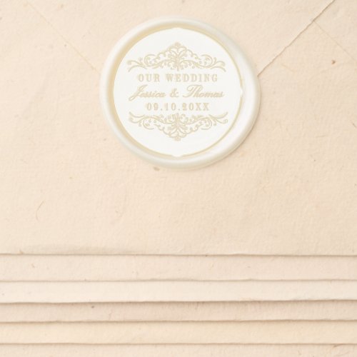 Ornate Flourish Wedding Wax Seal Sticker
