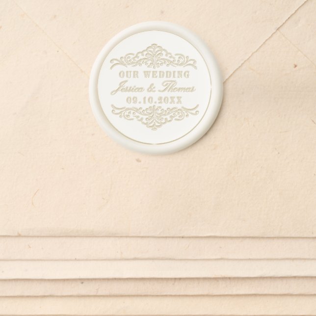 Ornate Flourish Wedding Wax Seal Sticker (Front)