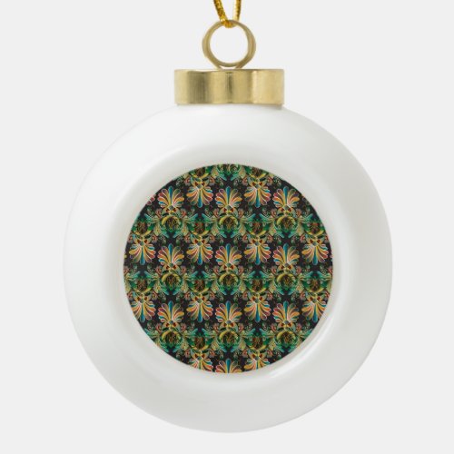 Ornate Flower Luxury Wallpaper Ceramic Ball Christmas Ornament