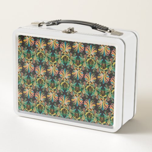 Ornate Flower Luxury Wallpaper Metal Lunch Box