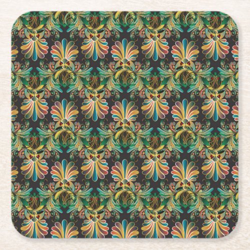 Ornate Flower Luxury Wallpaper Square Paper Coaster