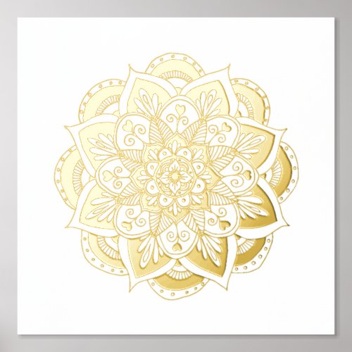 Ornate Flower Mandala Gold Foil Art Print