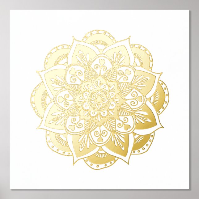Ornate Flower Mandala Gold Foil Art Print (Front)