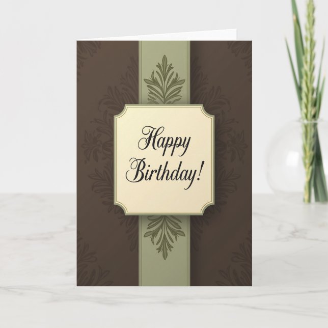 Ornate Foliage Birthday Card (Front)