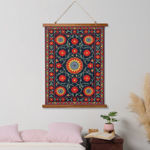Ornate Folk Art Floral Tapestry