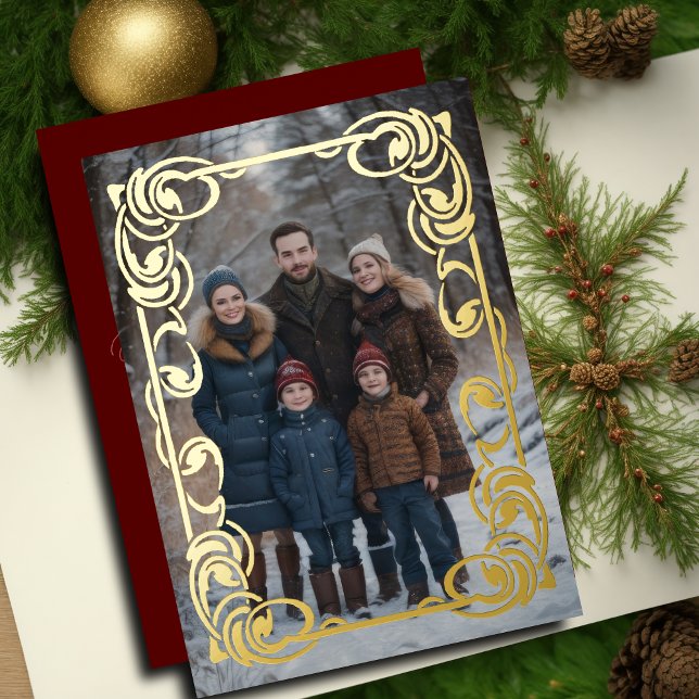 Ornate Frame and Your Photo Foil Holiday Card (Creator Uploaded)