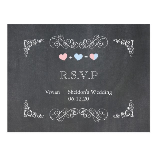 Ornate Frame + Chalkboard Wedding RSVP (4.25x5.6) Postcard