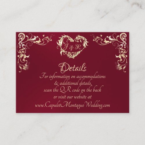 Ornate Frame &amp; Heart - Burgundy Enclosure Card