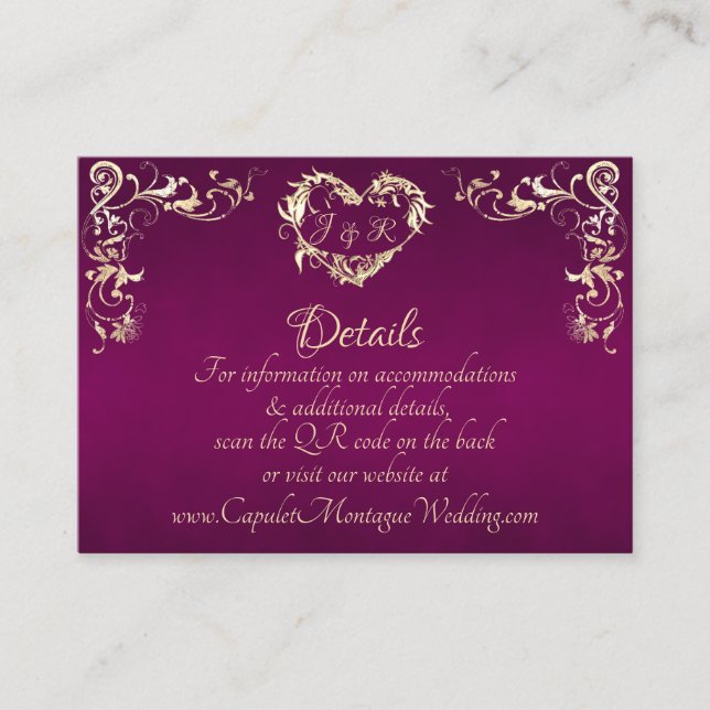 Ornate Frame & Heart - Plum Enclosure Card (Front)
