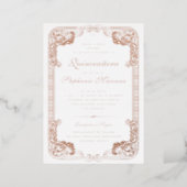 Ornate Frame Spanish Quinceanera Rose Gold Foil Invitation (Standing Front)