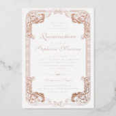 Ornate Frame Spanish Quinceanera Rose Gold Foil Invitation (Front)