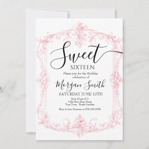 Ornate Frame Sweet Sixteen Birthday