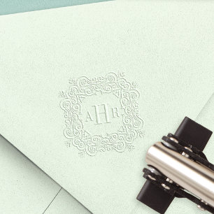 Ornate Frame Three Initial Monogram Embosser
