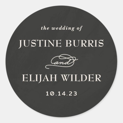 Ornate Frame Wedding Sticker Label _ Black