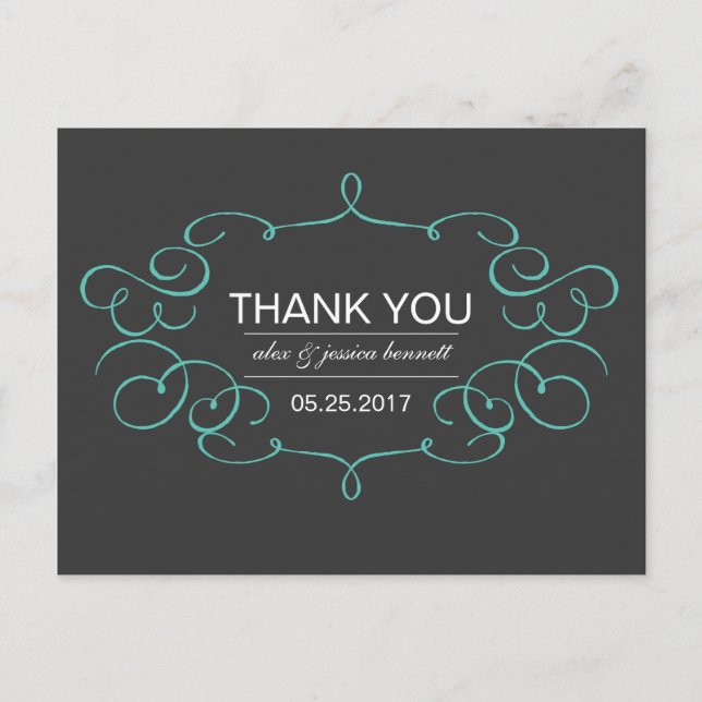 Ornate Frame Wedding Thank You Postcard (Front)
