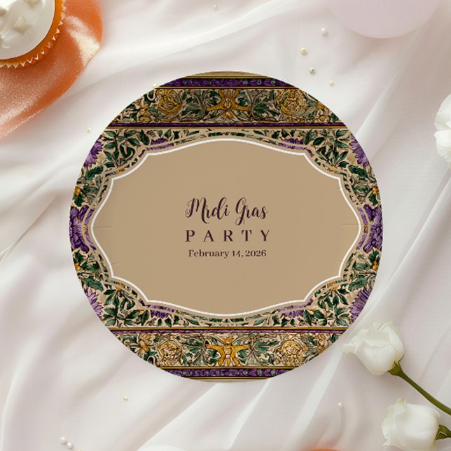 Ornate Framed Mardi Gras Masquerade Paper Plates (Creator Uploaded)