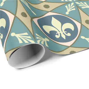 Ornate French Fleur de Lis Pattern Wrapping Paper