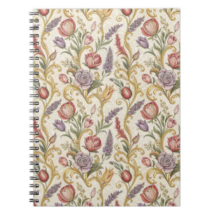 Ornate French Vintage Floral Scroll Pattern Art Notebook