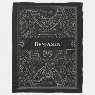 Ornate Gearhead Steampunk Fleece Blanket