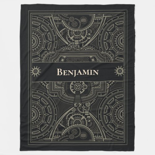 Ornate Gearhead Steampunk Fleece Blanket