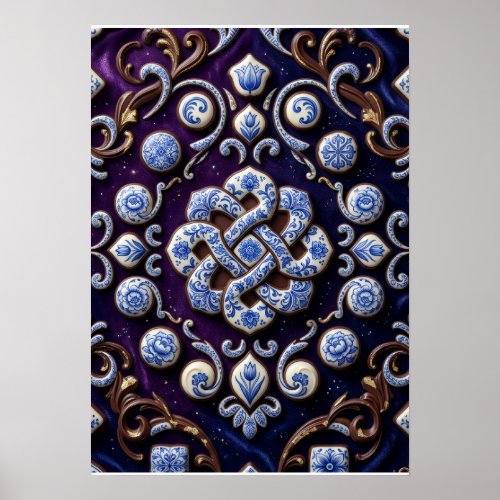 Ornate Gemstone Celtic Knot Luxury Jewel Fleece Bl Poster