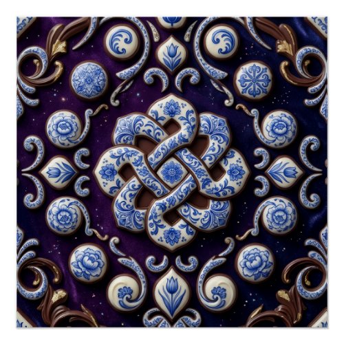 Ornate Gemstone Celtic Knot Luxury Jewel Fleece Bl Poster