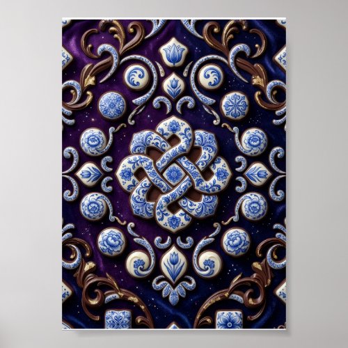 Ornate Gemstone Celtic Knot Luxury Jewel Fleece Bl Poster
