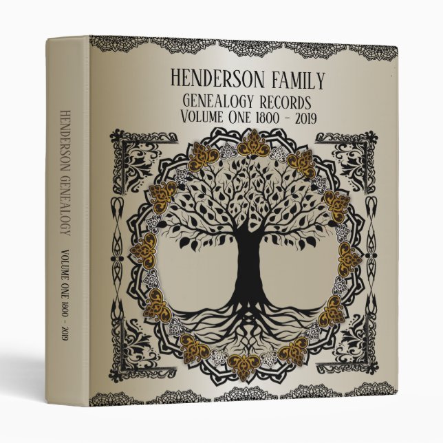 Ornate Genealogy Tree Of Life Ancestor Binder (Front/Spine)