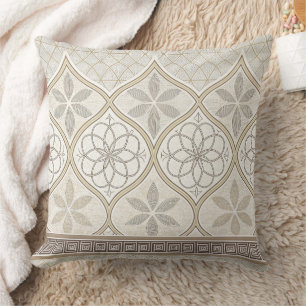 Ornate Geometric Floral Tile Pattern (2) Throw Pillow