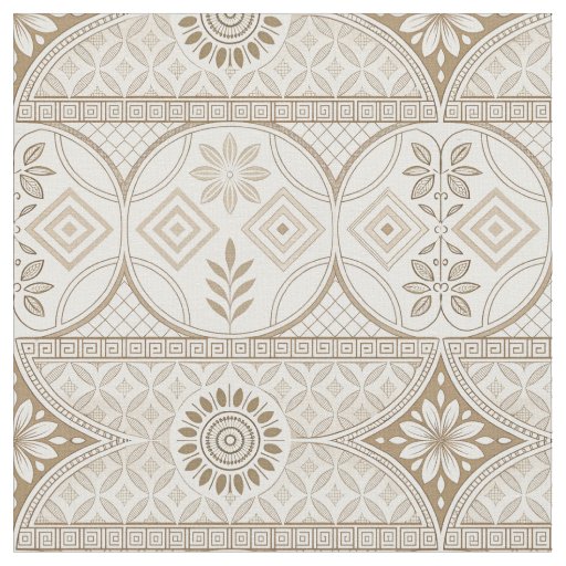Ornate Geometric Floral Tile Pattern Fabric
