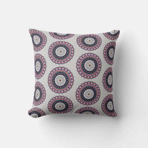 Ornate Geometric Mandala Pattern Throw Pillow