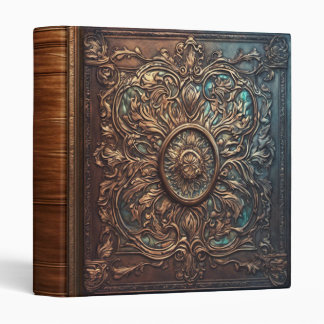 Ornate Gilded Brown Leather Book of Shadows 3 Ring Binder