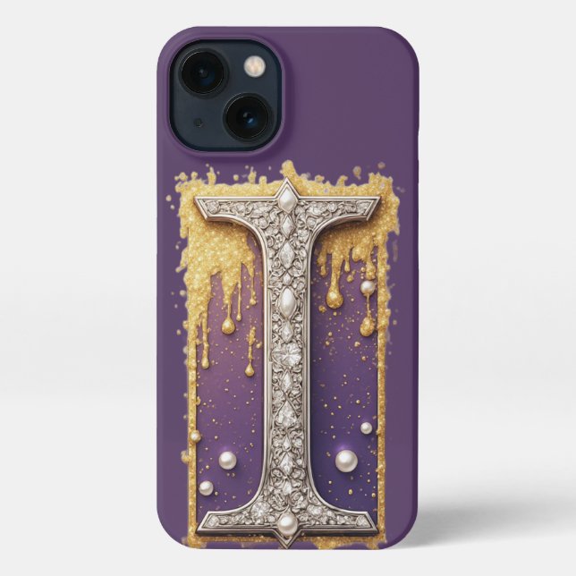 Ornate Gilded Monogram I ✨ Pearl & Diamond Luxury iPhone Case (Back)