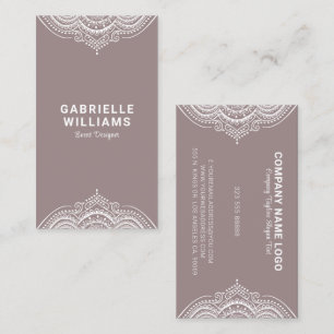 Ornate Girly White Lace Frame On Tan Background Business Card