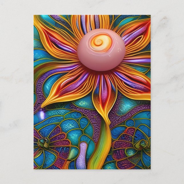 Ornate Glass Flower Postcard (Front)