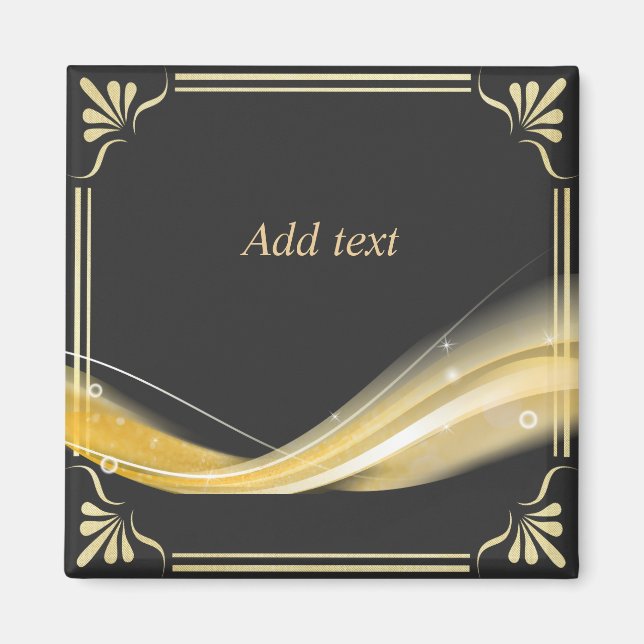 Ornate gold and black design template, magnet (Front)