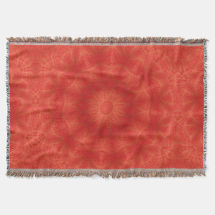 Ornate Gold and Red Kaleidoscope Throw Blanket