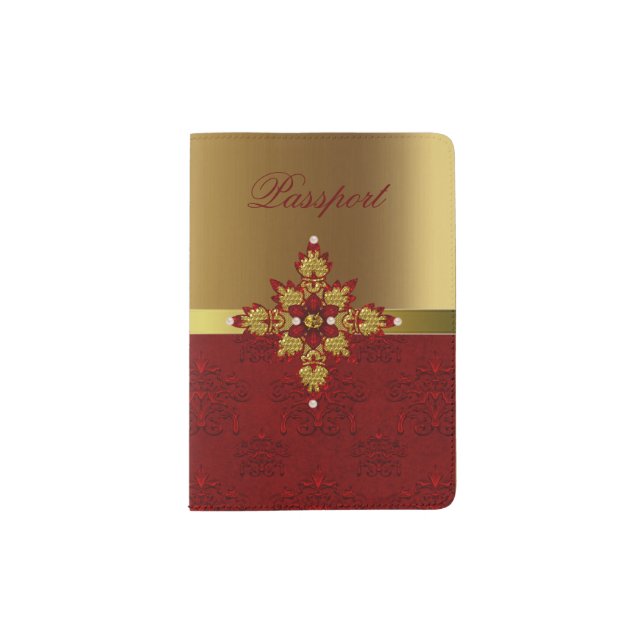 Ornate Gold and Red Passport Holder (Front)