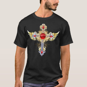 Ornate Gold and Silver Adorned Holy Cross  T-Shirt