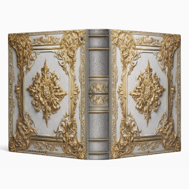 Ornate Gold and White Leather Photo Album  3 Ring Binder (Background)