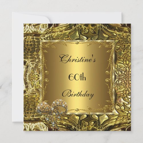 Ornate Gold Black 60th Birthday Elegant Invite