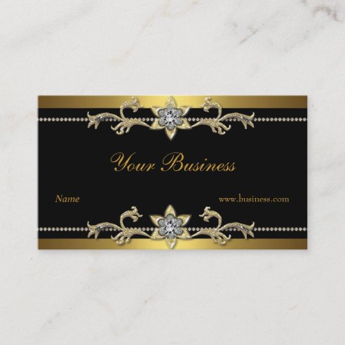 Ornate Gold Black Elegant Classy Jewel Business Card