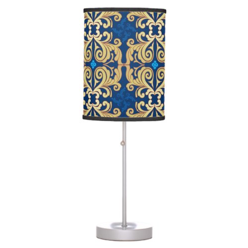 Ornate Gold Blue Classic Vintage Table Lamp