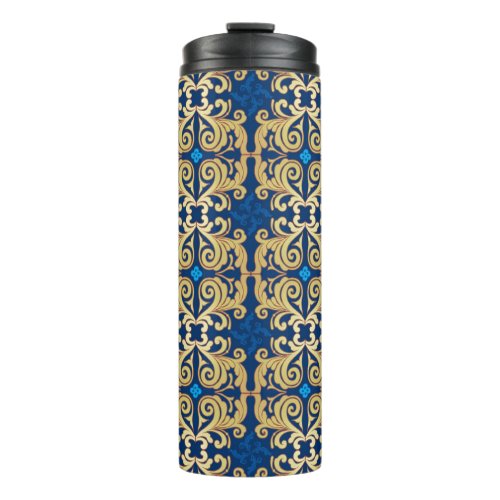 Ornate Gold Blue Classic Vintage Thermal Tumbler