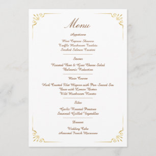 Ornate Gold Border Classic minimalist Wedding Menu