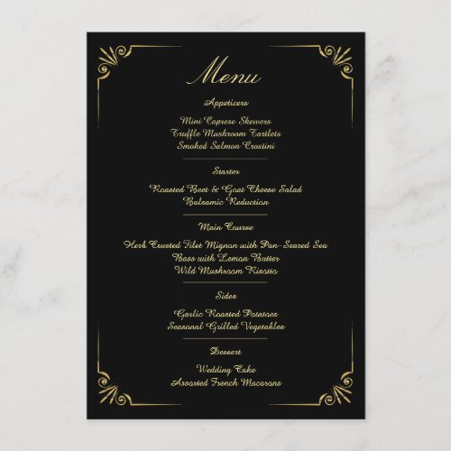 Ornate Gold Border Classic minimalist Wedding Menu