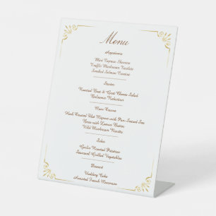 Ornate Gold Border Classic minimalist Wedding Menu Pedestal Sign