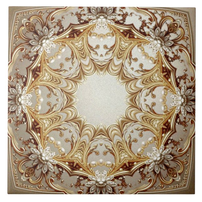 Ornate Gold Ceramic Tile (Front)